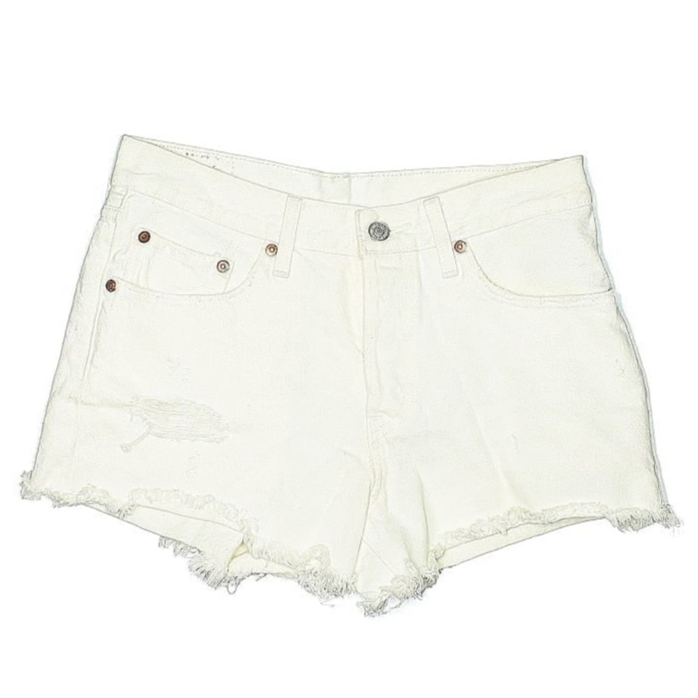 Levi's 501 White Distressed Jean Shorts